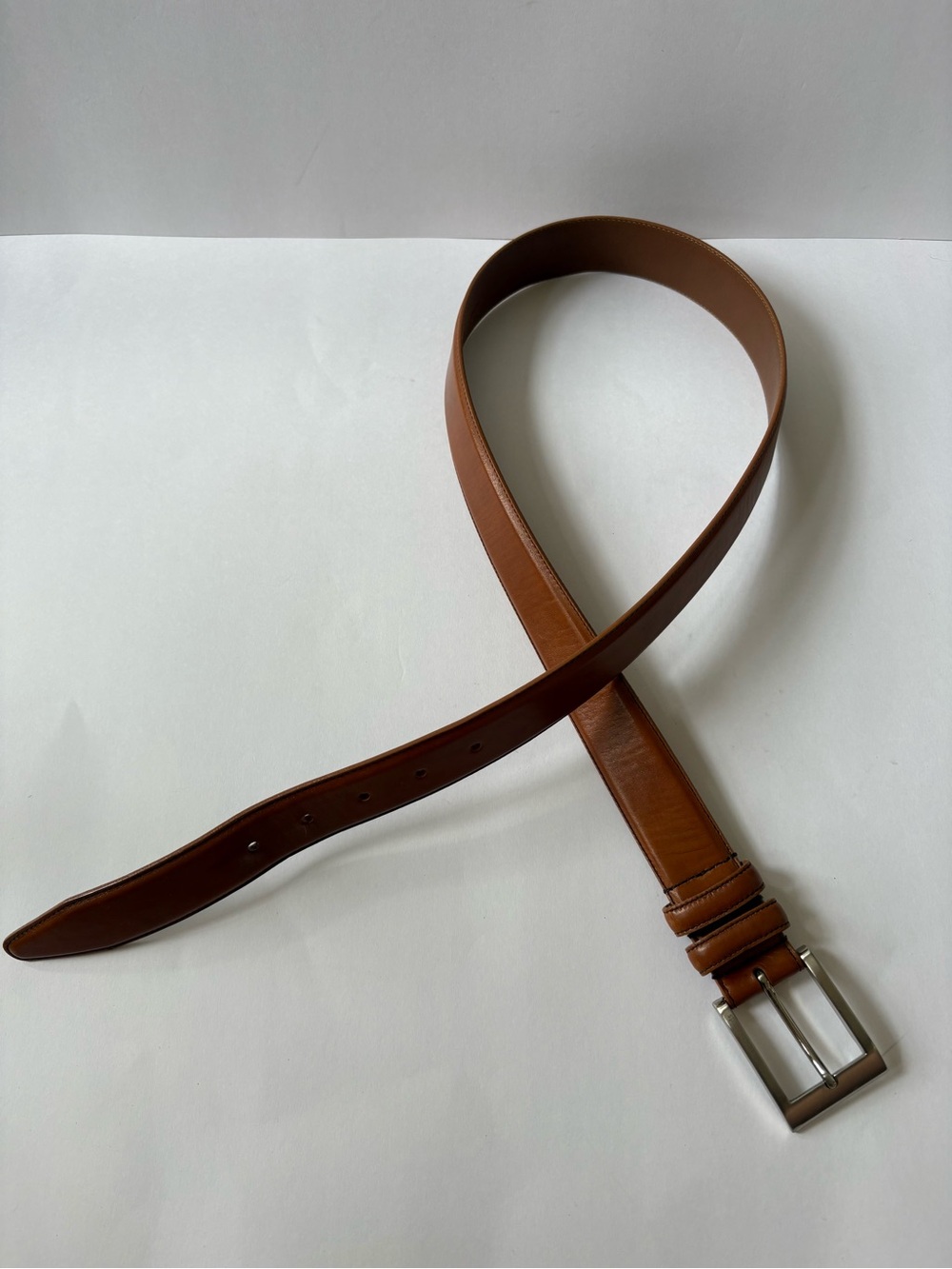 Allen Edmonds Leather Basic Dress Belt Walnut Brown 36 Career Academia Silver